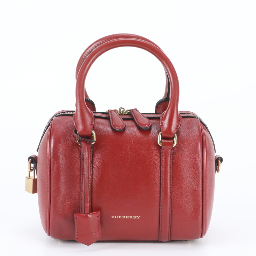 Burberry Nova Check Leather Mini Boston Bag, Handbag, Tote Gold Hardware, Wom...